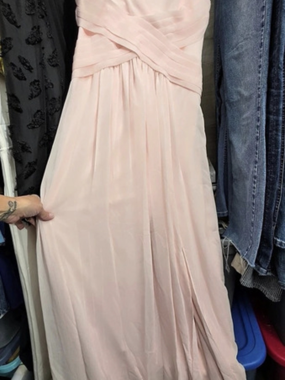 David's Bridal Chiffon Bridesmaid Dress Pink Maxi Dress